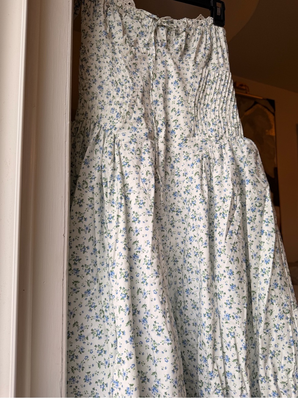 House of CB Cream Maxi Skirt with Blue Floral Print